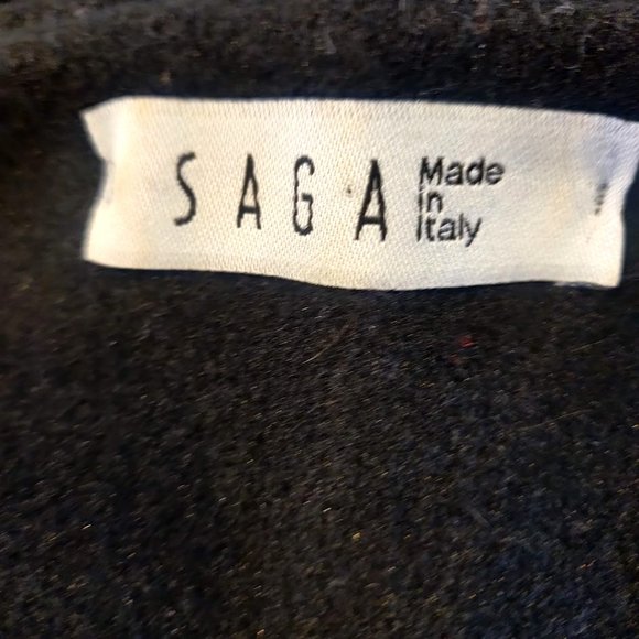 Saga Womens L? Made Italy Black Red Gray Colorblock Button Pockets Coat Jacket - Picture 9 of 10